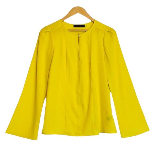 The Limited Yellow Scoop Neck Gold Button Blouse - Picture 1 of 14